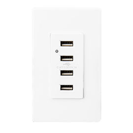 Weiße USB-Wandsteckdose, USB-Stromsteckdose 4 USB-Ports mit 2 Wandplatten