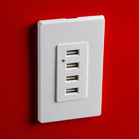 Weiße USB-Wandsteckdose, USB-Stromsteckdose 4 USB-Ports mit 2 Wandplatten