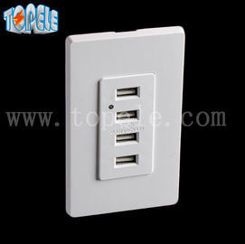 Weiße USB-Wandsteckdose, USB-Stromsteckdose 4 USB-Ports mit 2 Wandplatten